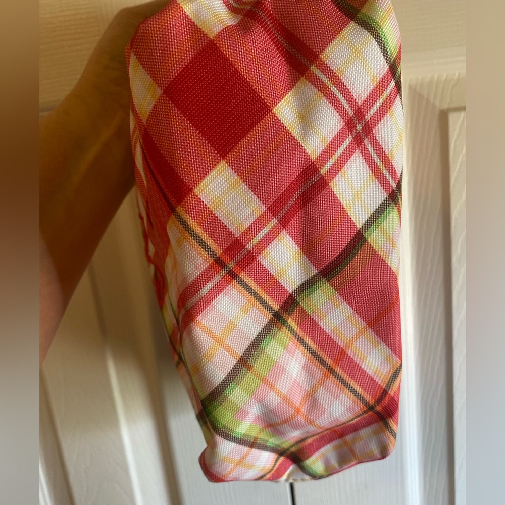 thirty-one Pink Plaid “Mad for Madras” Mini Tote- Red Monogrammed N - Picture 4 of 5